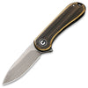 Civivi Mini Elementum Black Hand Rubbed Brass Handle Folding Knife (C18062Q - 1) - Gearevo Malaysia