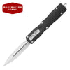 PRE-ORDER Microtech - Dirac Delta OTF Stonewashe Double Edge Dagger Blade with Aluminum Black Handle (MT 227-10) - Gearevo Malaysia